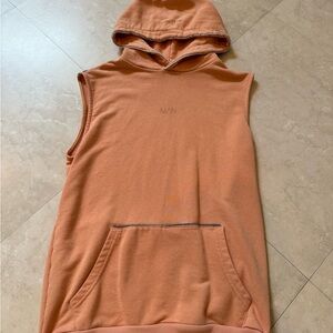 BoohooMAN orange workout hoodie (sleeveless)